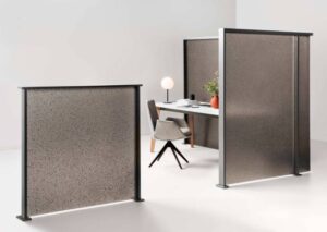 Flek panels from 3form serve as sustainable partitions in an office